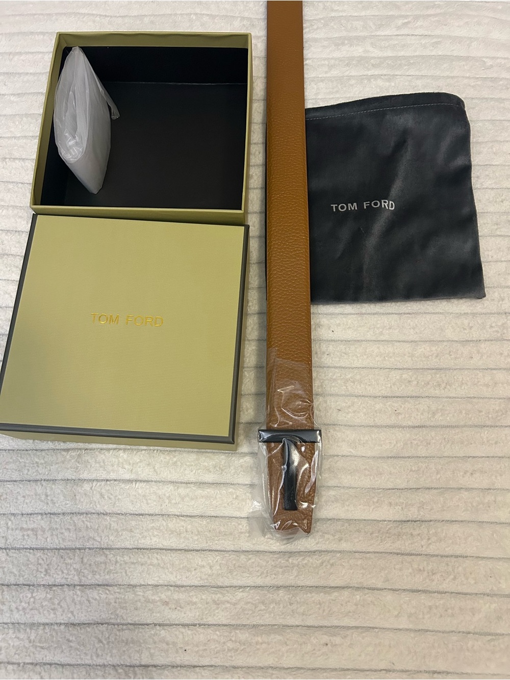 Tom Ford Brown Leather Men's Belt with Signature Pouch